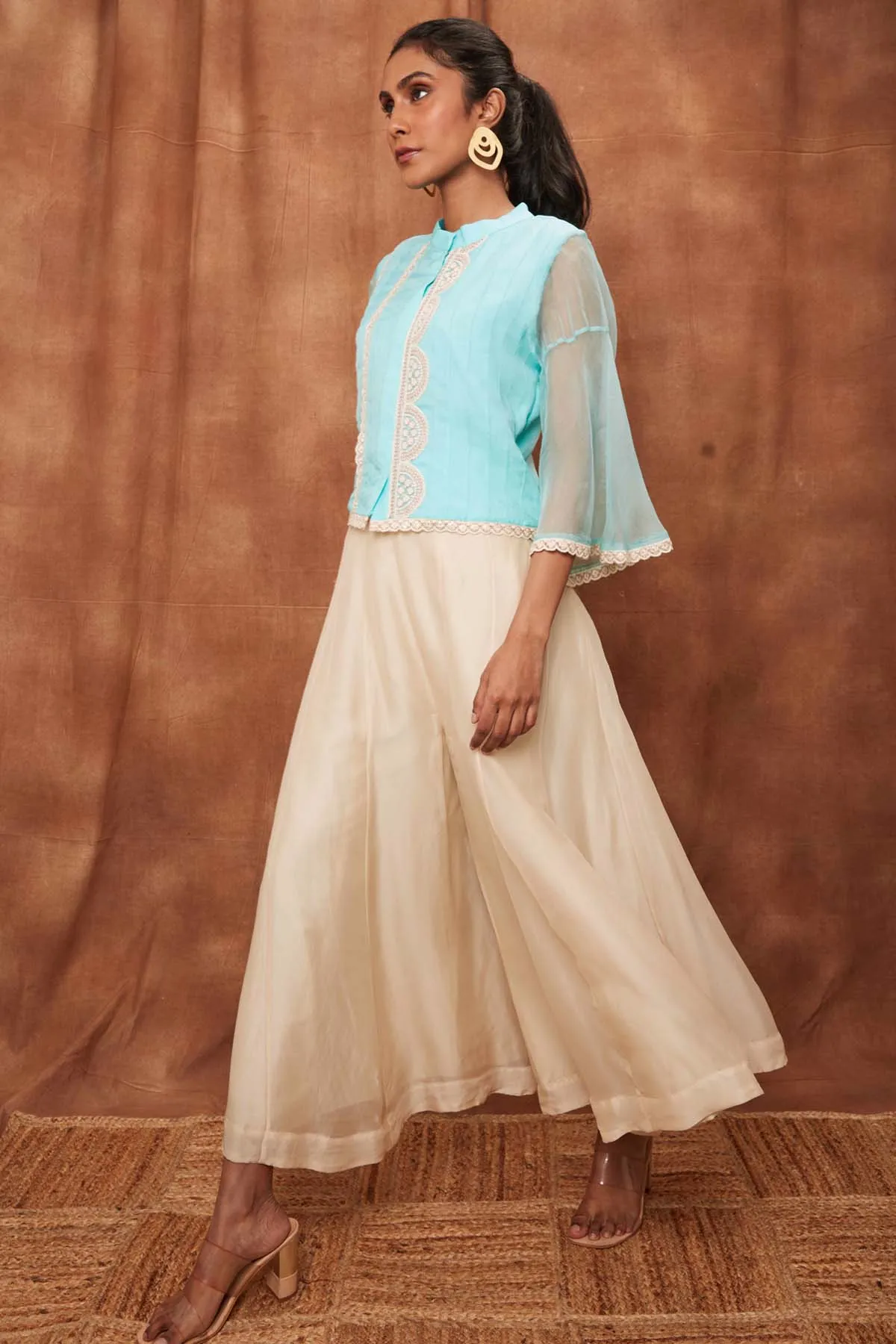 Powder Blue Silk Short Top & Pants