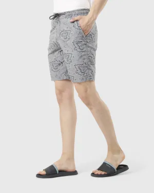Printed Light Grey Comfort Shorts