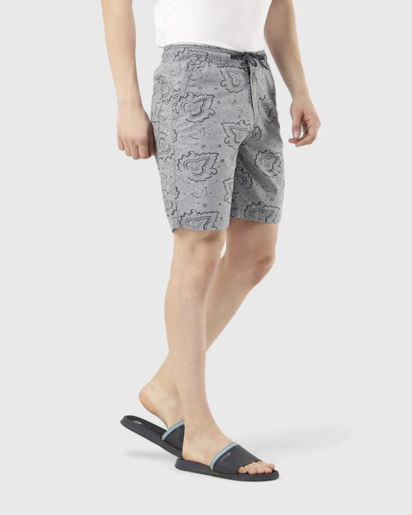 Printed Light Grey Comfort Shorts