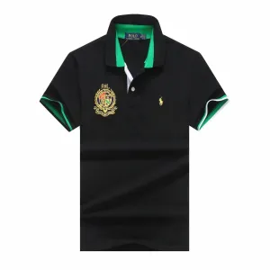 PRL Custom Fit Dual Toned Collar Premium Cotton Polo Shirt- Black