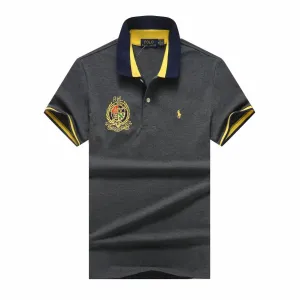 PRL Custom Fit Dual Toned Collar Premium Cotton Polo Shirt- Grey
