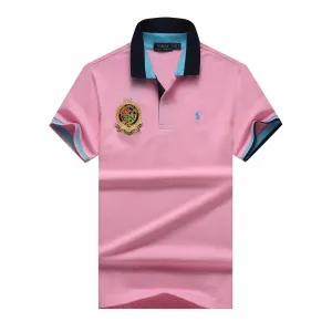 PRL Custom Fit Dual Toned Collar Premium Cotton Polo Shirt- Pink