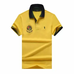 PRL Custom Fit Dual Toned Collar Premium Cotton Polo Shirt- Yellow