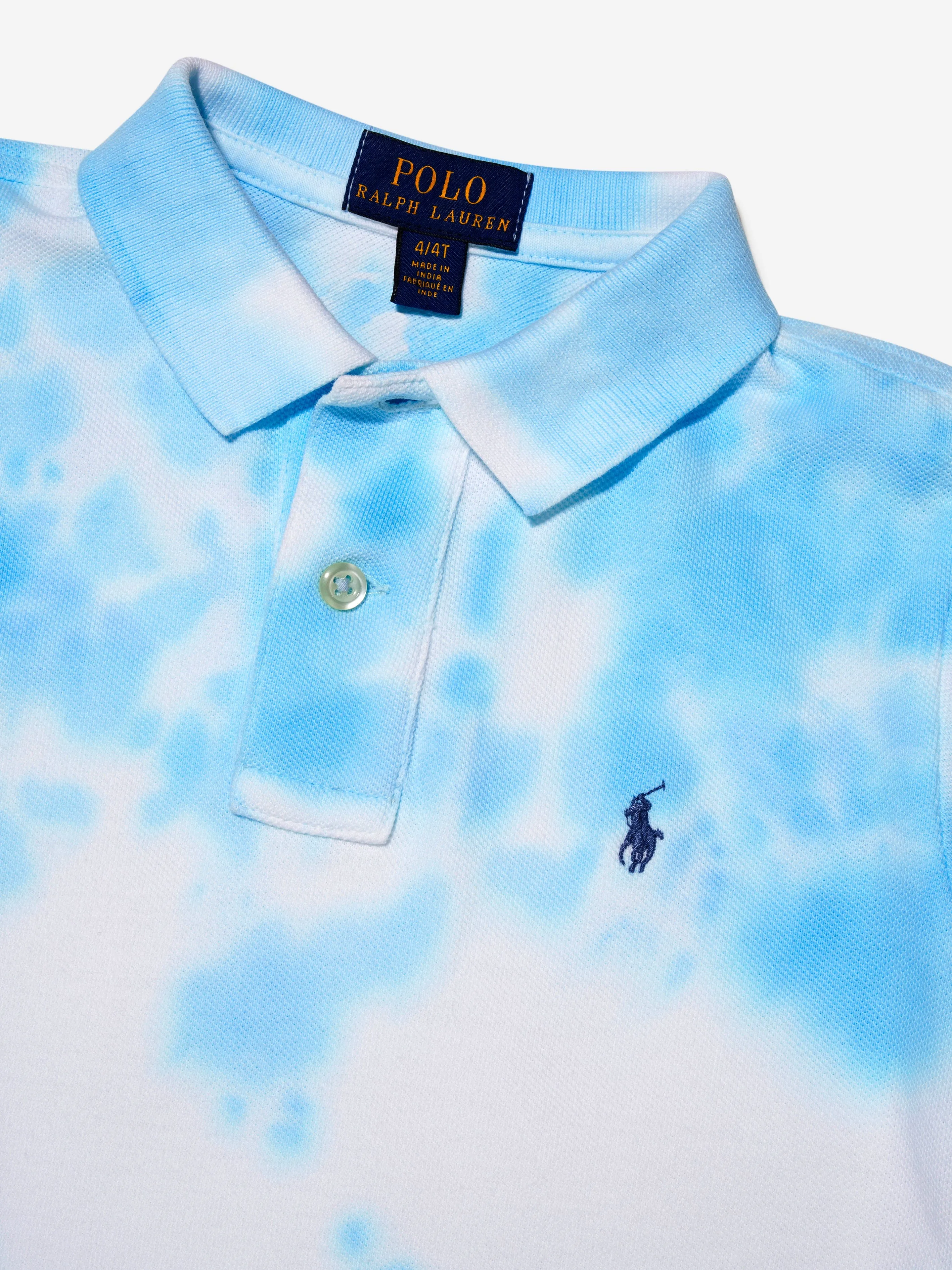 Ralph Lauren Boys Tie Dye Polo Shirt in Blue
