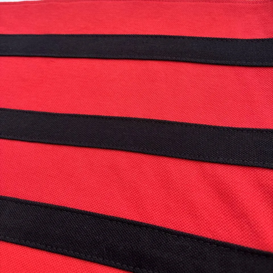 Red Collar Polo T-Shirt Black with White 3 Stripes