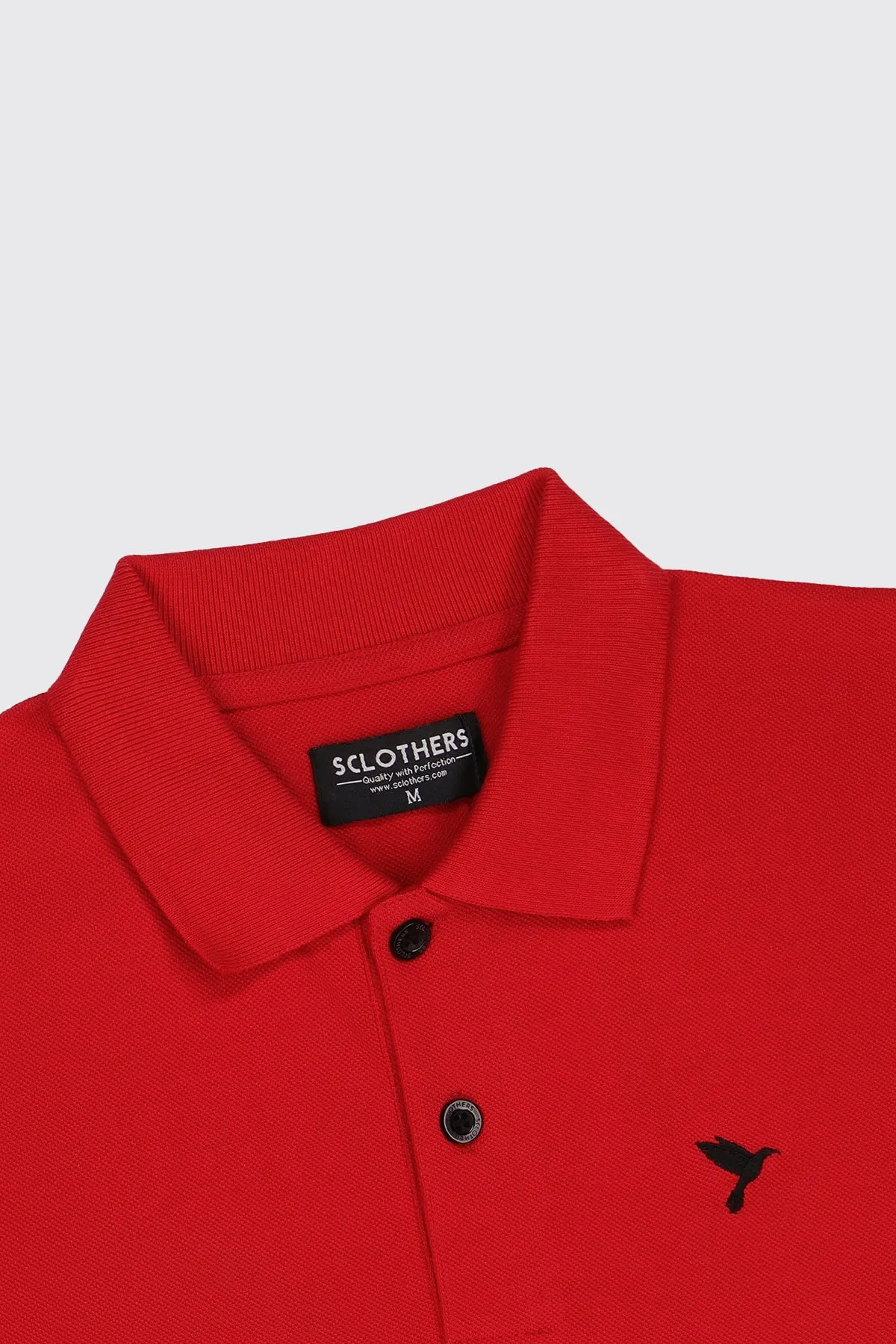 Red Contrast Panelled Embroidered Polo Shirt - S23 - MP0229R