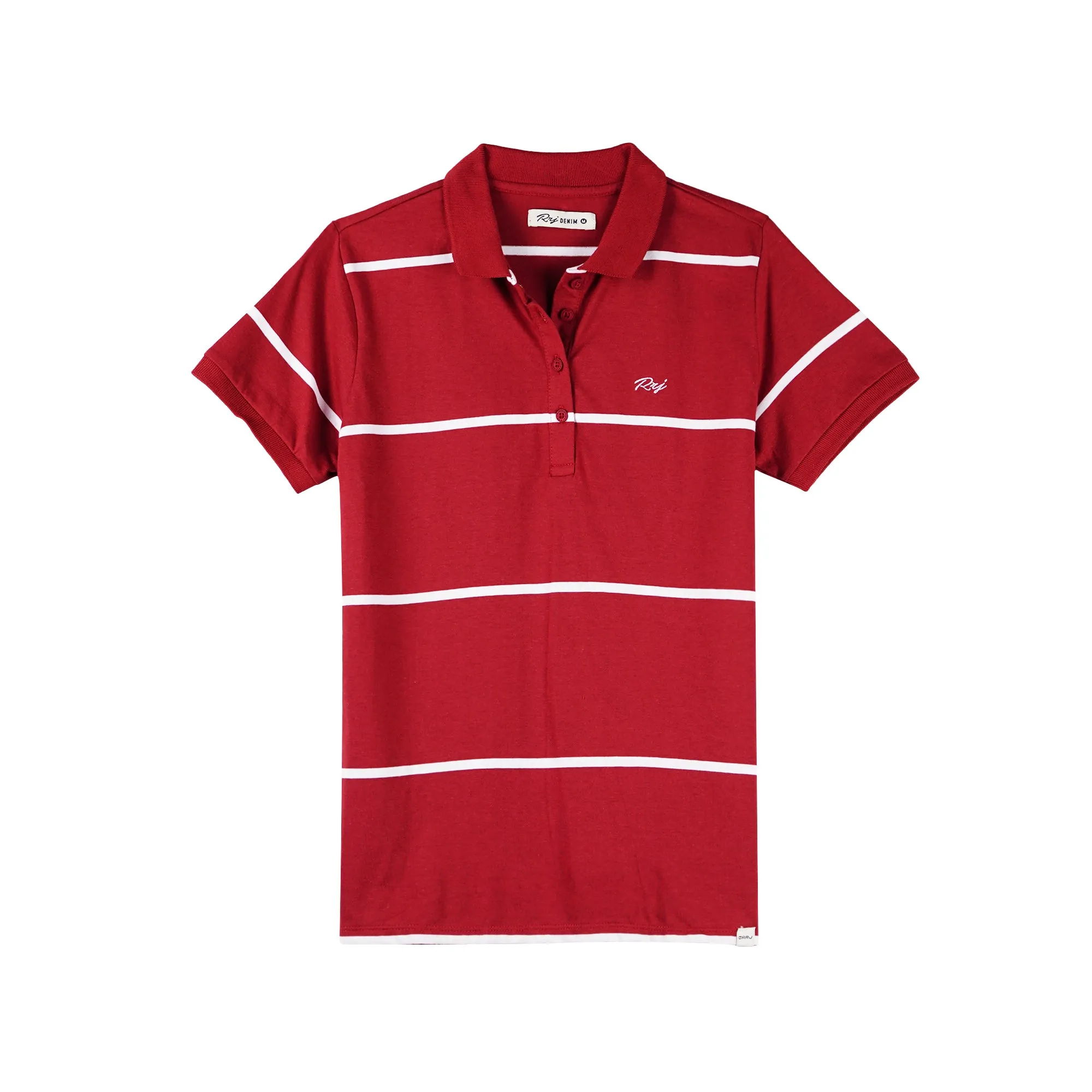 RRJ Basic Collared for Ladies Regular Fitting Shirt Trendy fashion Casual Top Black Polo shirt for Ladies 115346 (Red)
