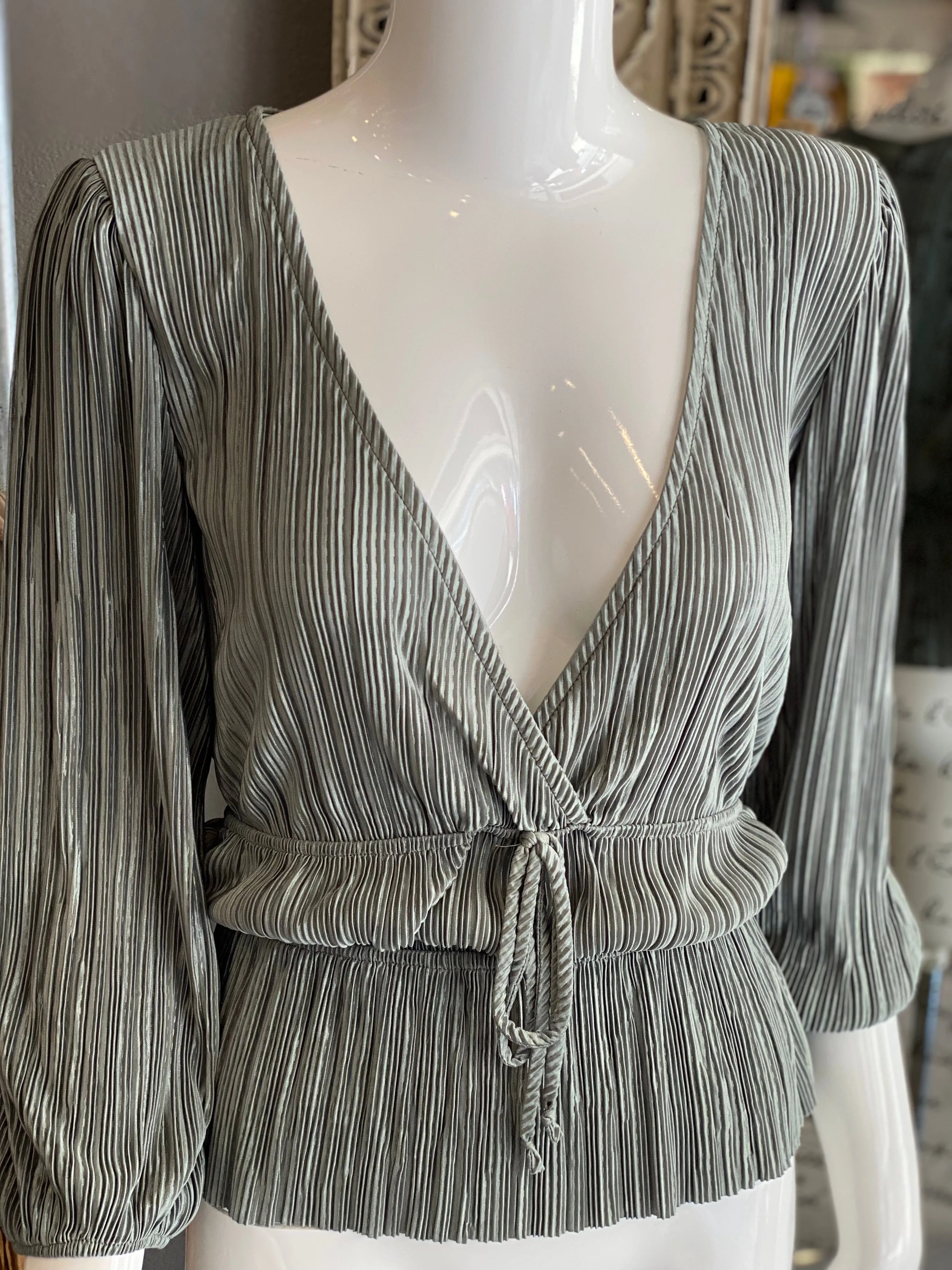 SAGE SURPLICE BLOUSE