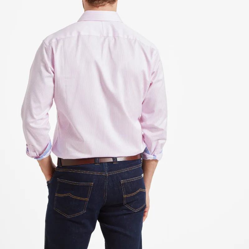 Schoffel Greenwich Double Cuff Tailored Fit Mens Shirt - Pale Pink Stripe