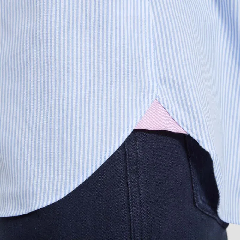 Schoffel Greenwich Single Cuff Classic Mens Shirt - Light Blue Stripe