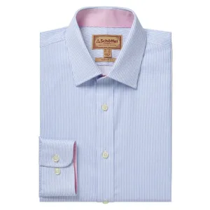 Schoffel Greenwich Single Cuff Classic Mens Shirt - Light Blue Stripe