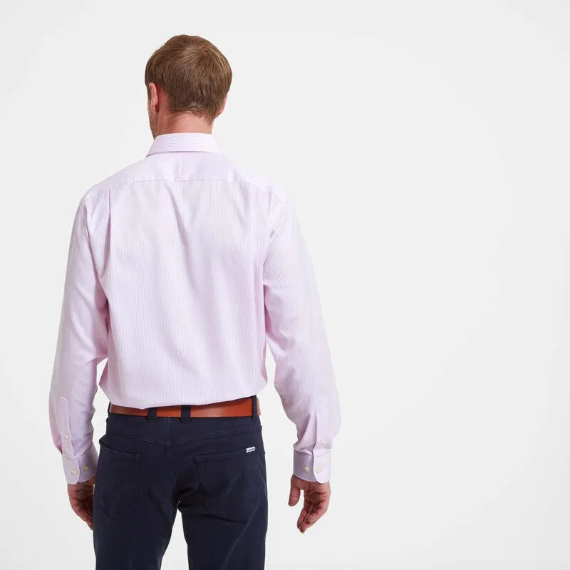 Schoffel Greenwich Single Cuff Classic Mens Shirt - Pale Pink Stripe