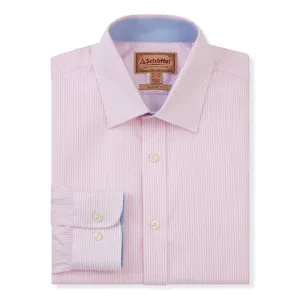 Schoffel Greenwich Single Cuff Classic Mens Shirt - Pale Pink Stripe
