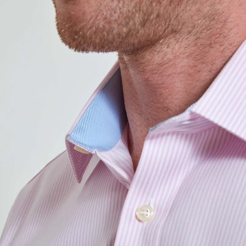 Schoffel Greenwich Single Cuff Classic Mens Shirt - Pale Pink Stripe