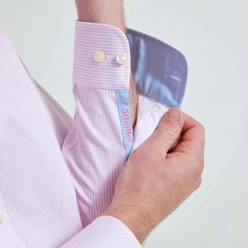 Schoffel Greenwich Single Cuff Classic Mens Shirt - Pale Pink Stripe