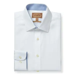 Schoffel Greenwich Single Cuff Classic Mens Shirt - White Diagonal