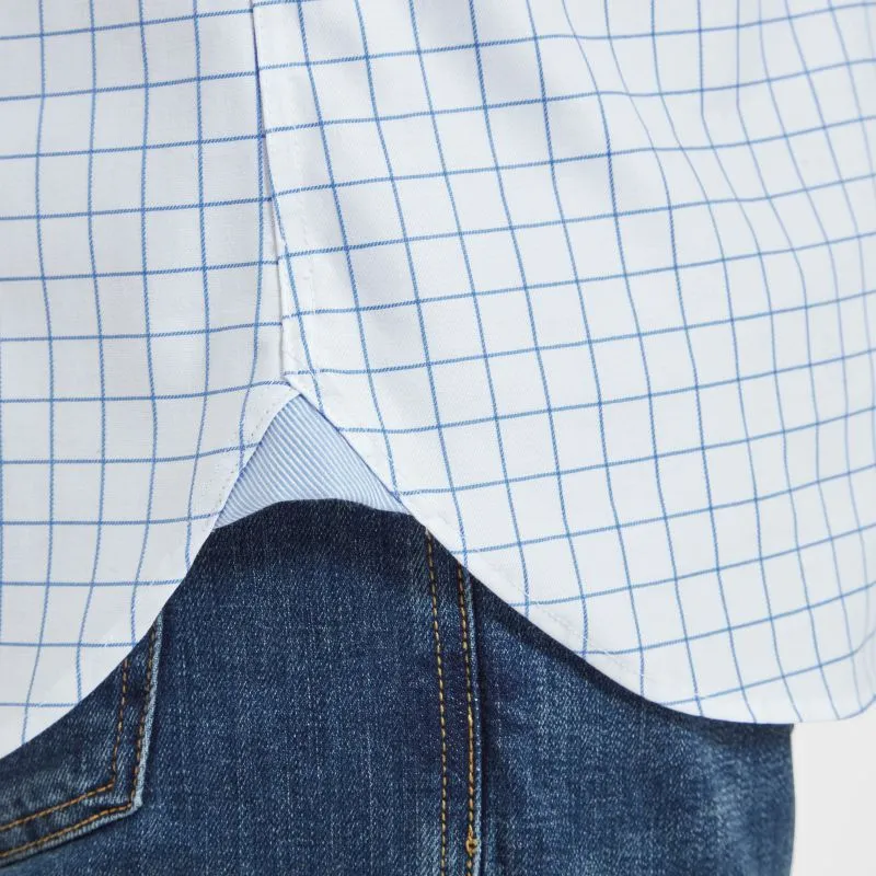 Schoffel Greenwich Single Cuff Tailored Fit Mens Shirt - Light Blue Check