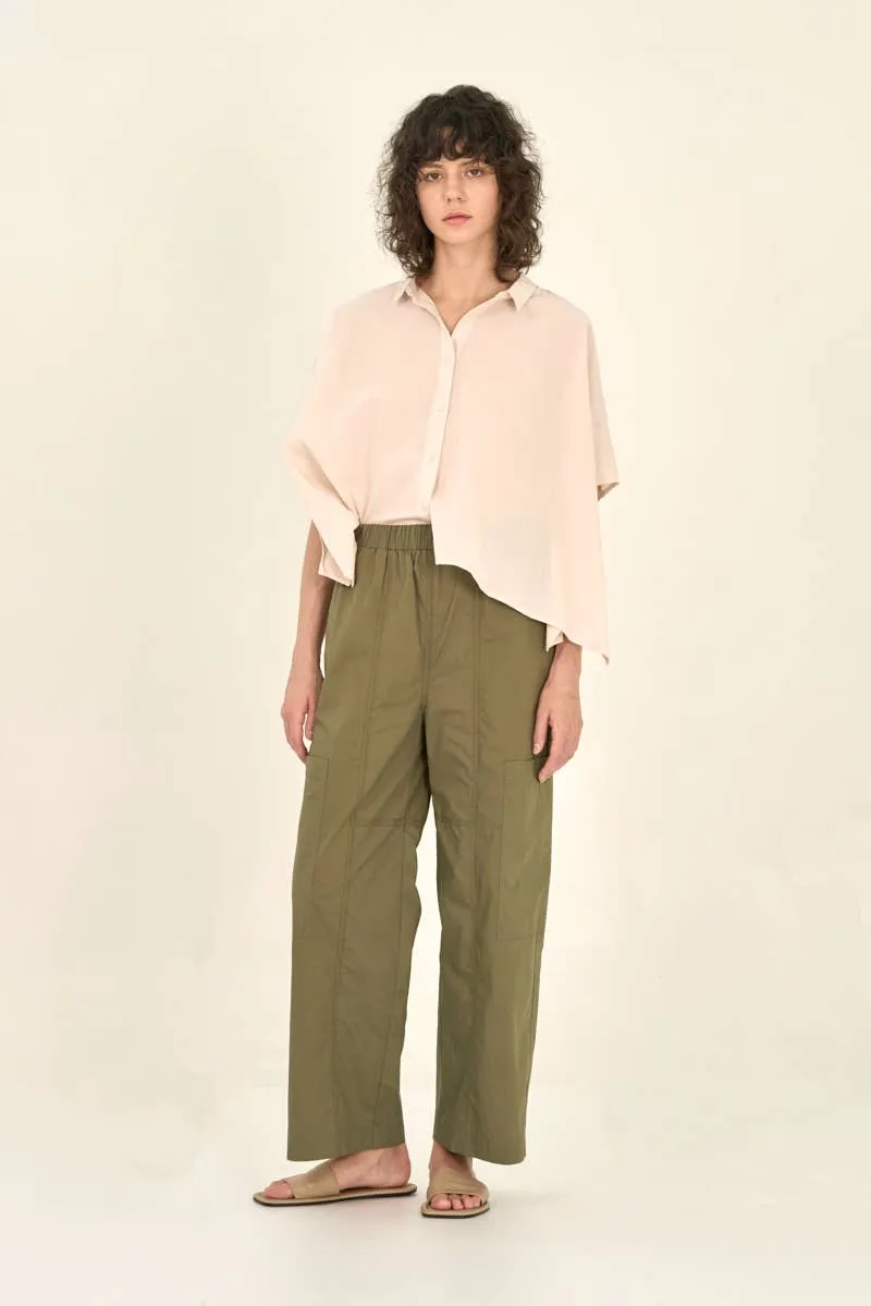 Seamed Cotton Cargo Pants