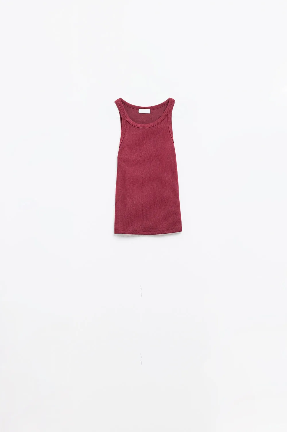 Sleeveless Burgundy Ribbed Top