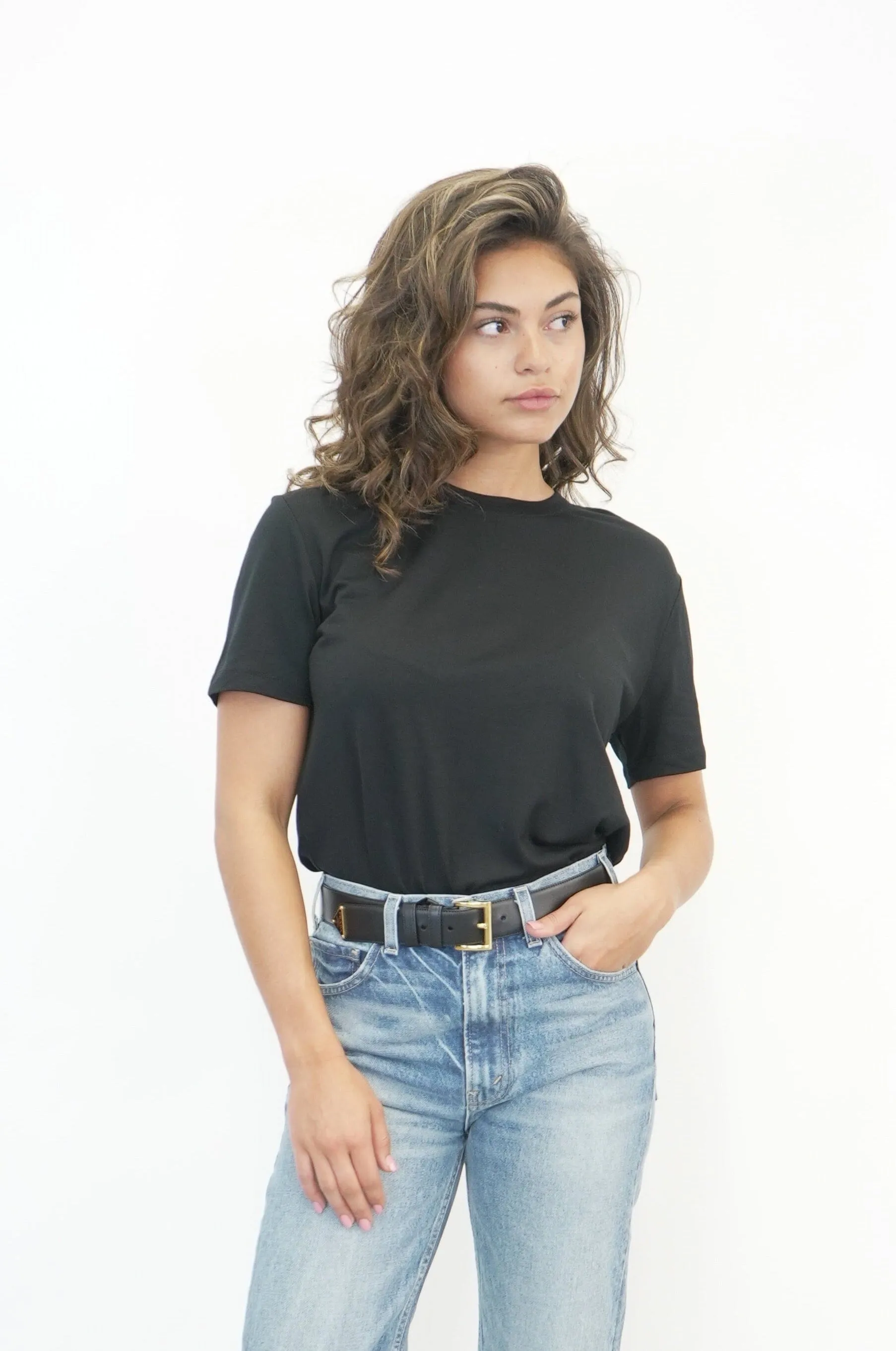 SOFT MERINO WOOL TSHIRT IN BLACK