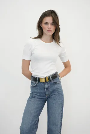SOFT RIB LOGO T-SHIRT IN WHITE