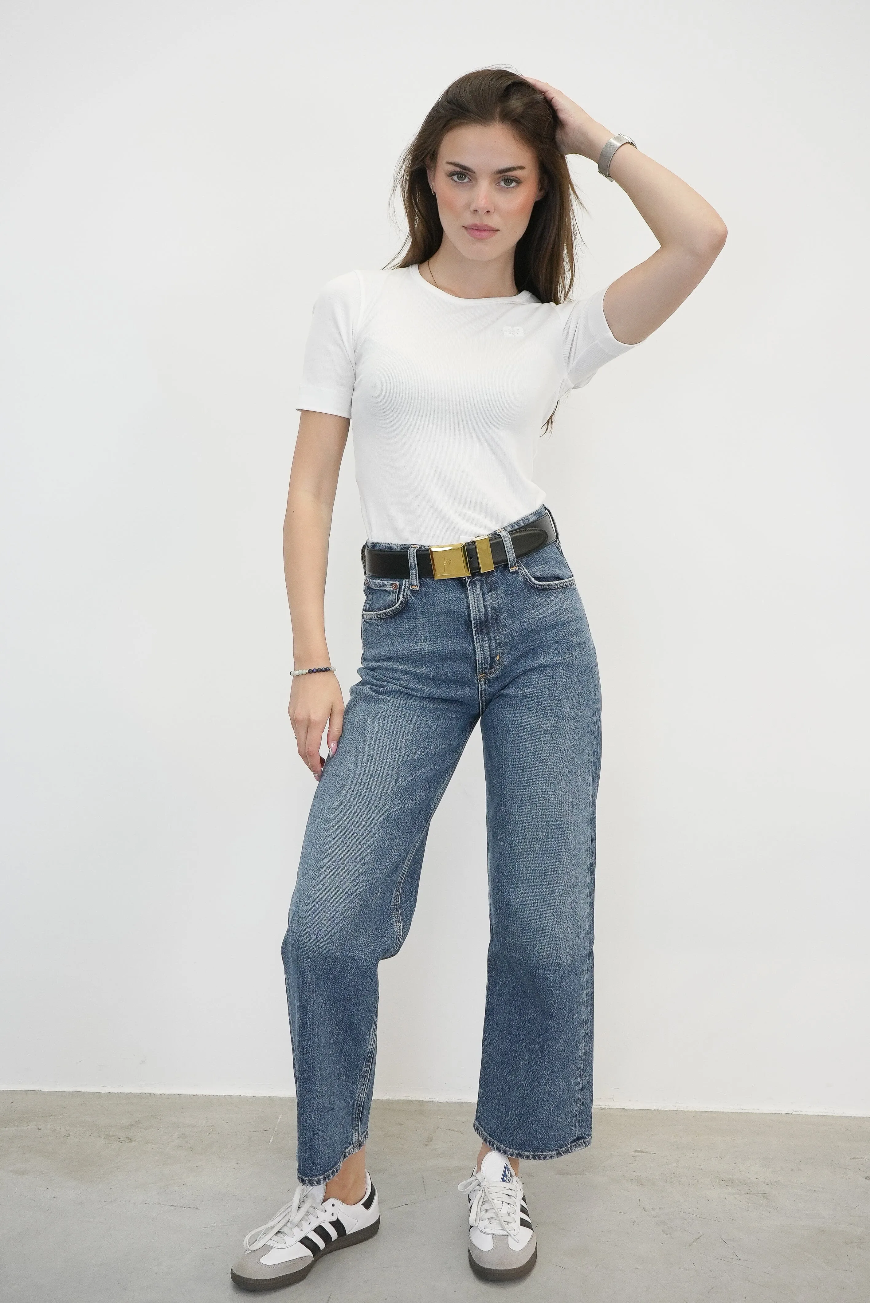 SOFT RIB LOGO T-SHIRT IN WHITE