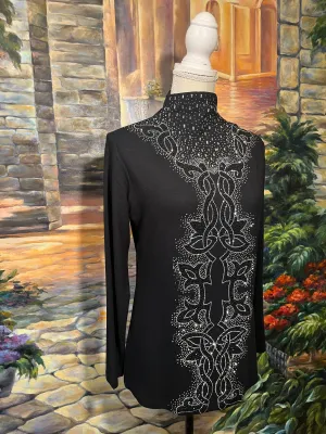 Sparkly crystals Black long sleeves blouse
