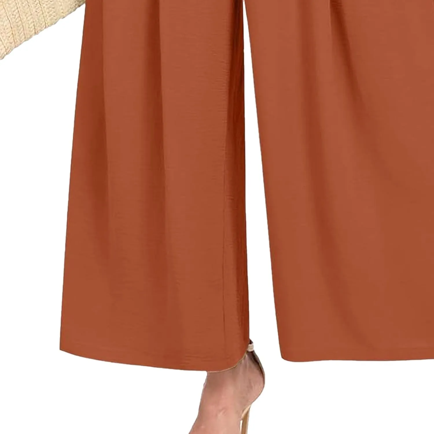 Spring Summer Women's High Waist Flared Pants Bow Loose Pleated Wide Leg Pants Belt Casual Trousers