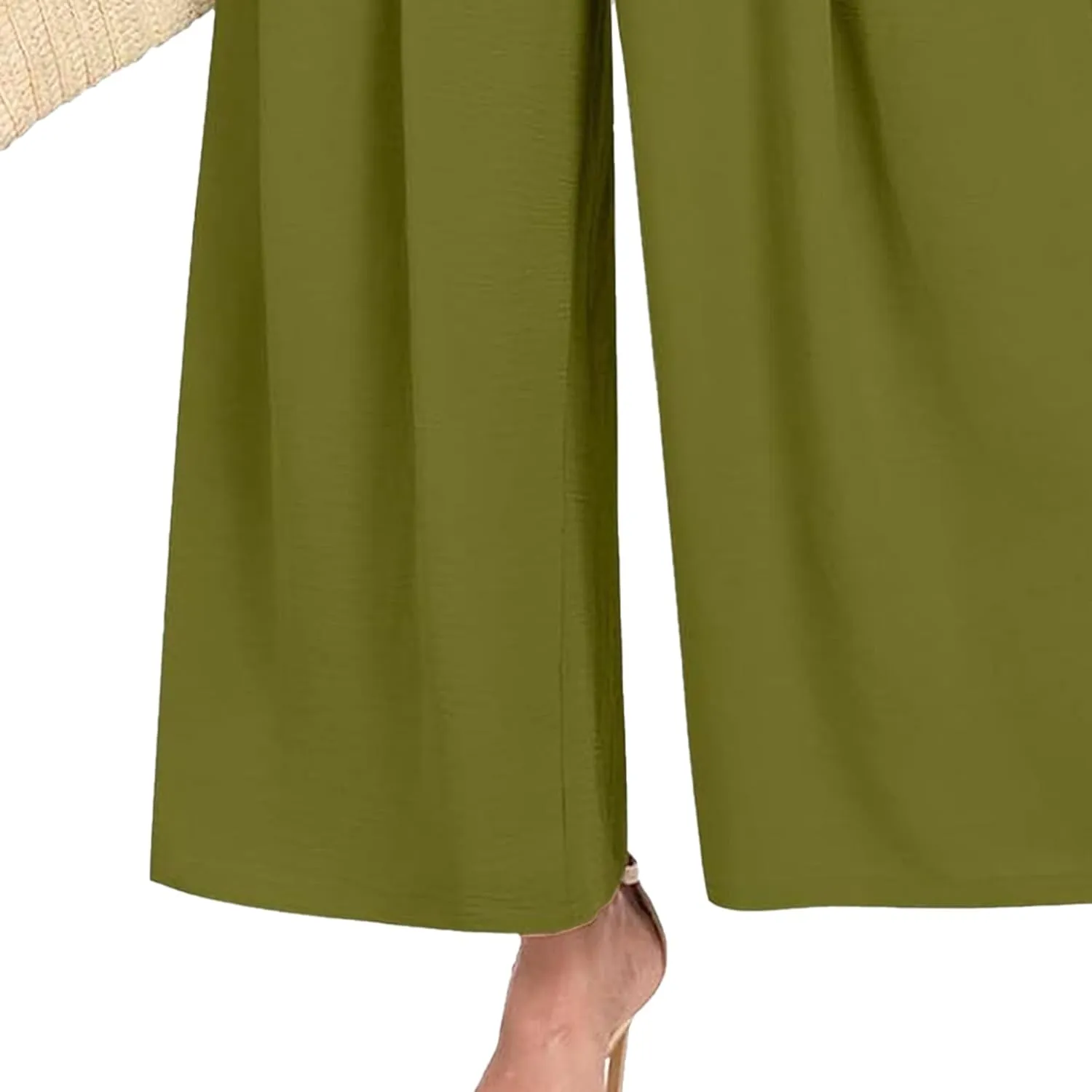 Spring Summer Women's High Waist Flared Pants Bow Loose Pleated Wide Leg Pants Belt Casual Trousers