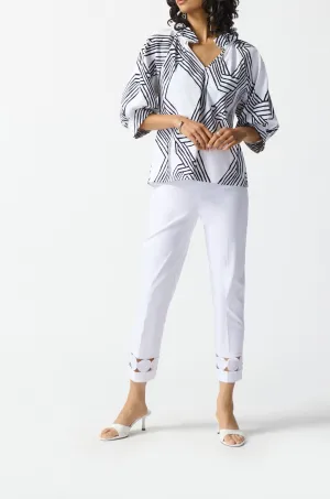 Stretch Poplin Geometric Print Top