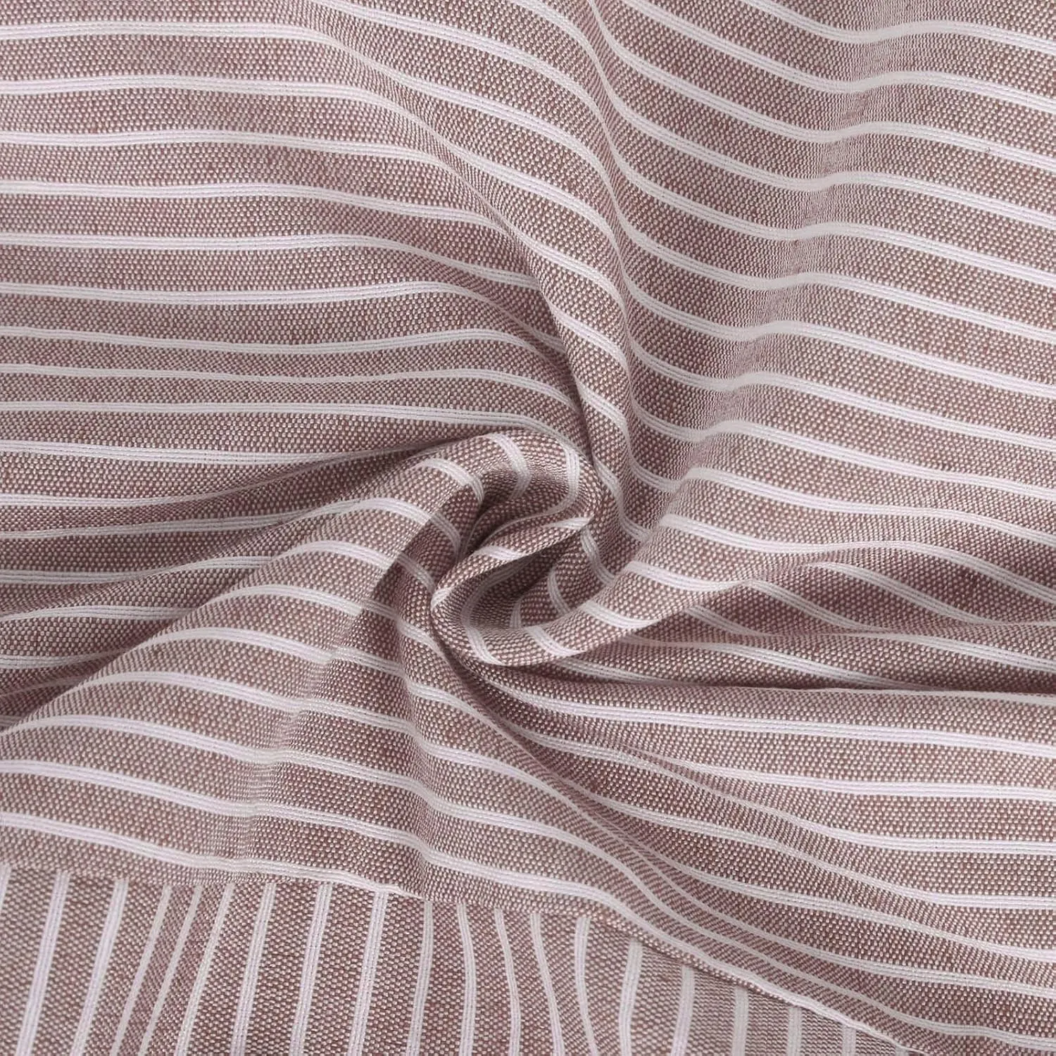 Striped Linen Pants Womens Cropped Side Bottom Trim Elastic Waist Capris Lightweight Summer Beach Trousers with Pocket