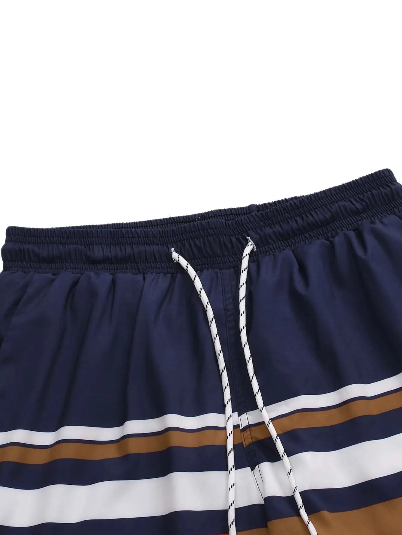 Striped Print Comfort Swim Shorts