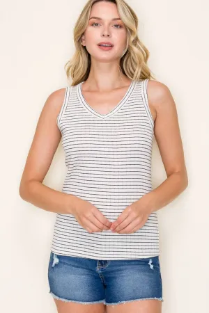 Striped V-Neck Tank