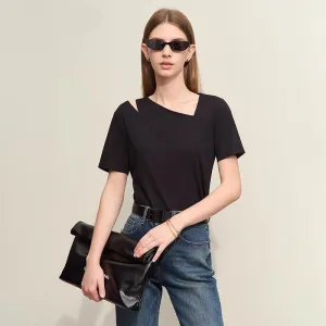 Summer Asymmetric V-Neck Casual Tee