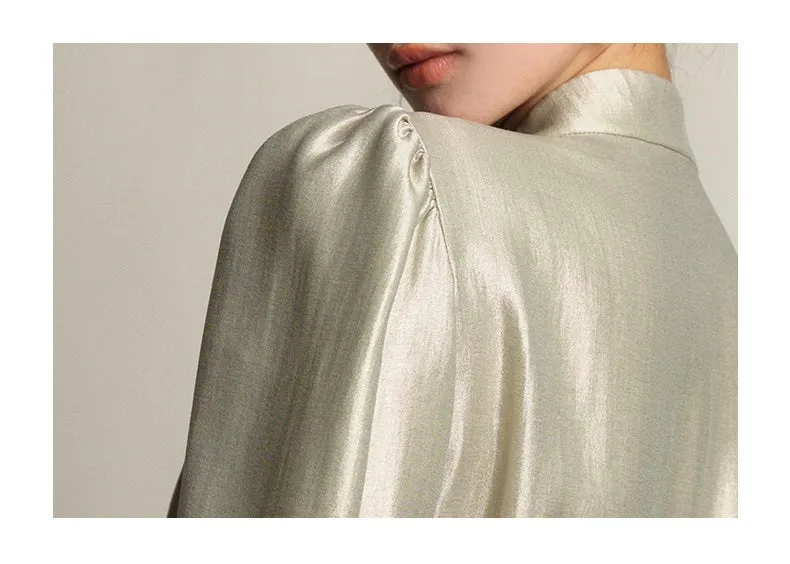 SUSHE Gold Series Retro Spring Women's 2023  Loose Stand Collar Shirt -Star
