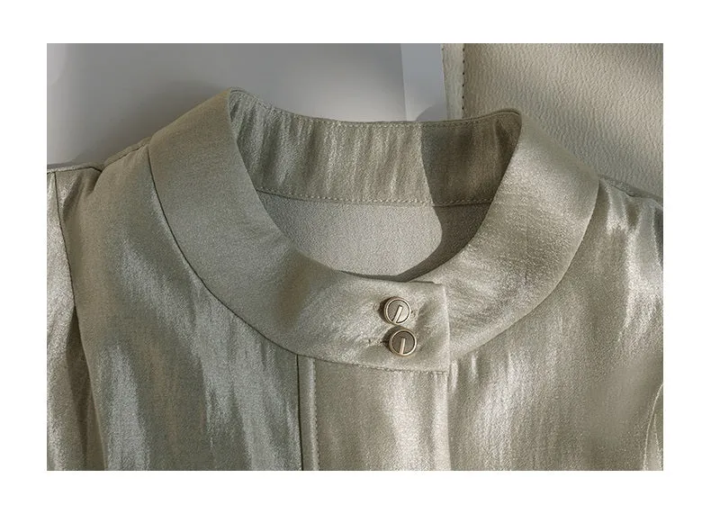 SUSHE Gold Series Retro Spring Women's 2023  Loose Stand Collar Shirt -Star