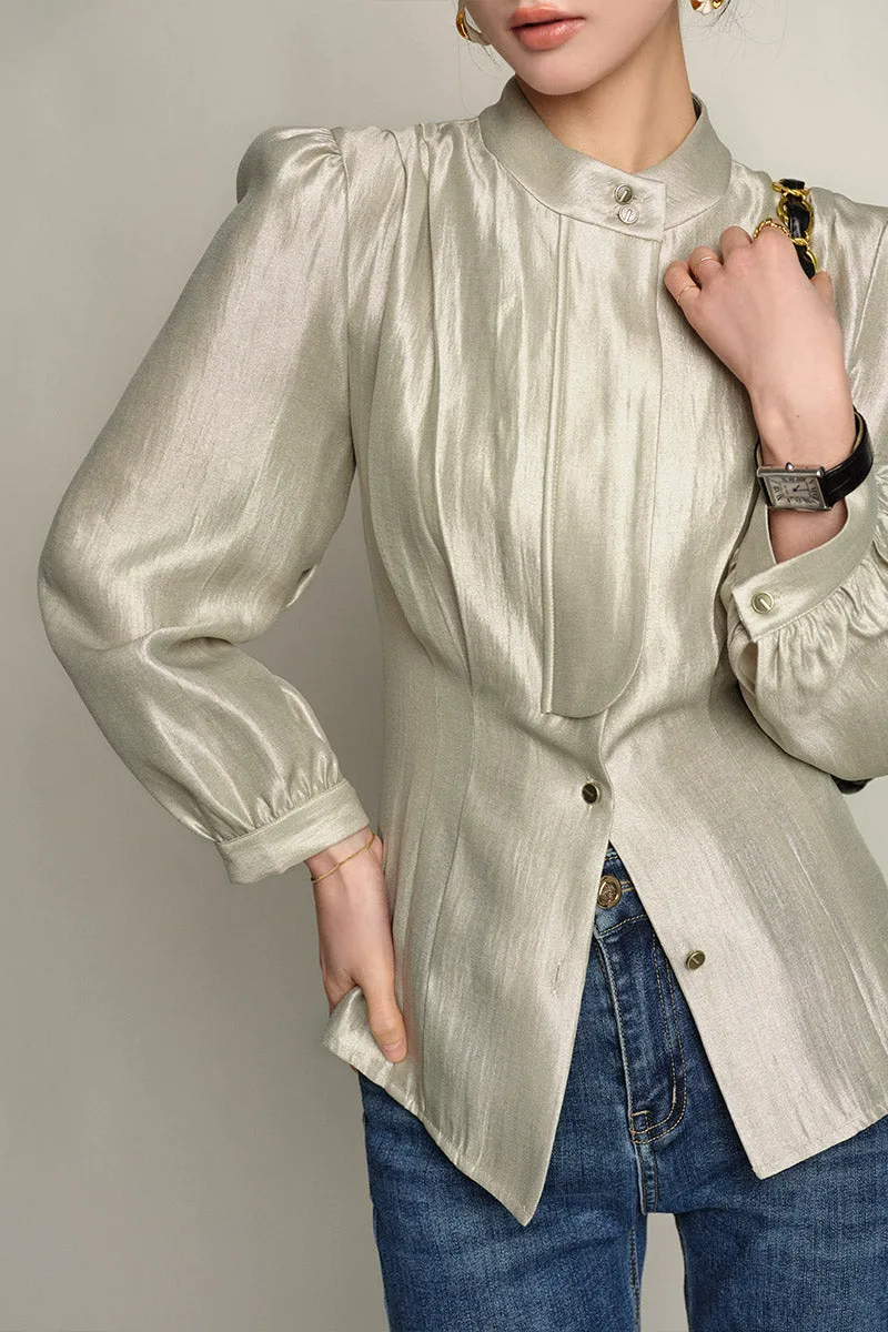 SUSHE Gold Series Retro Spring Women's 2023  Loose Stand Collar Shirt -Star