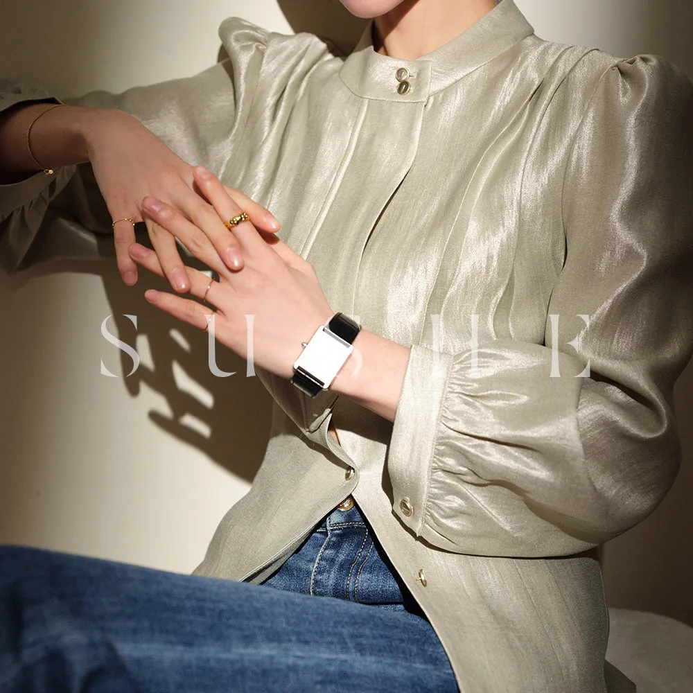 SUSHE Gold Series Retro Spring Women's 2023  Loose Stand Collar Shirt -Star
