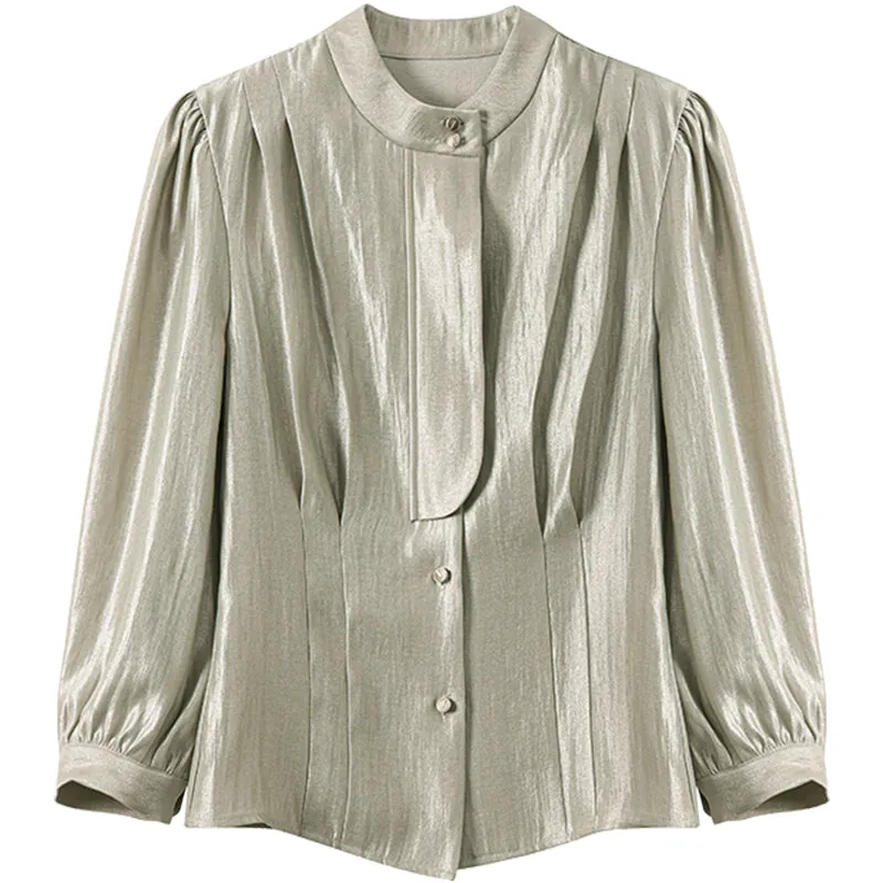 SUSHE Gold Series Retro Spring Women's 2023  Loose Stand Collar Shirt -Star