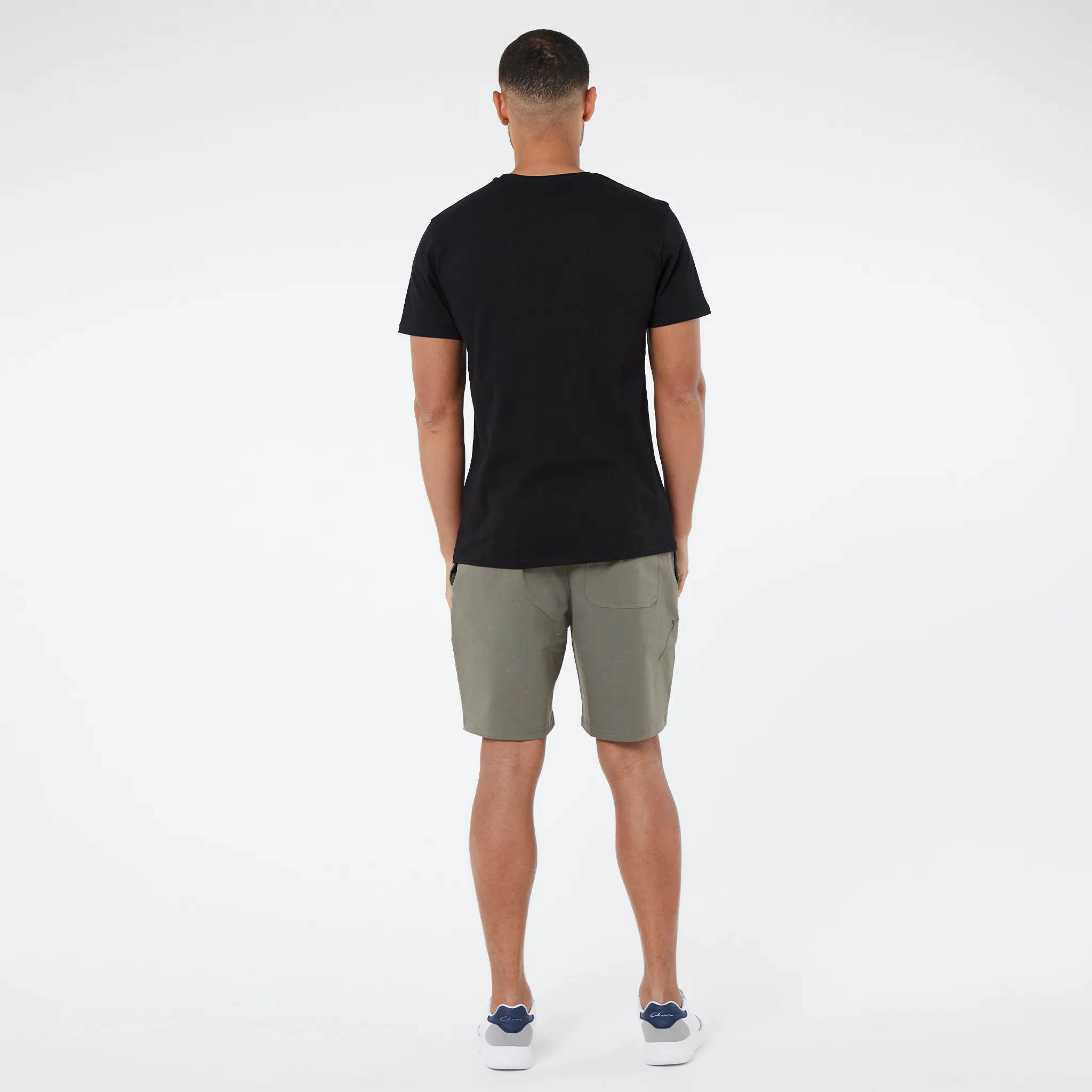 T-Shirt and Chino Short Set | Black/Khaki
