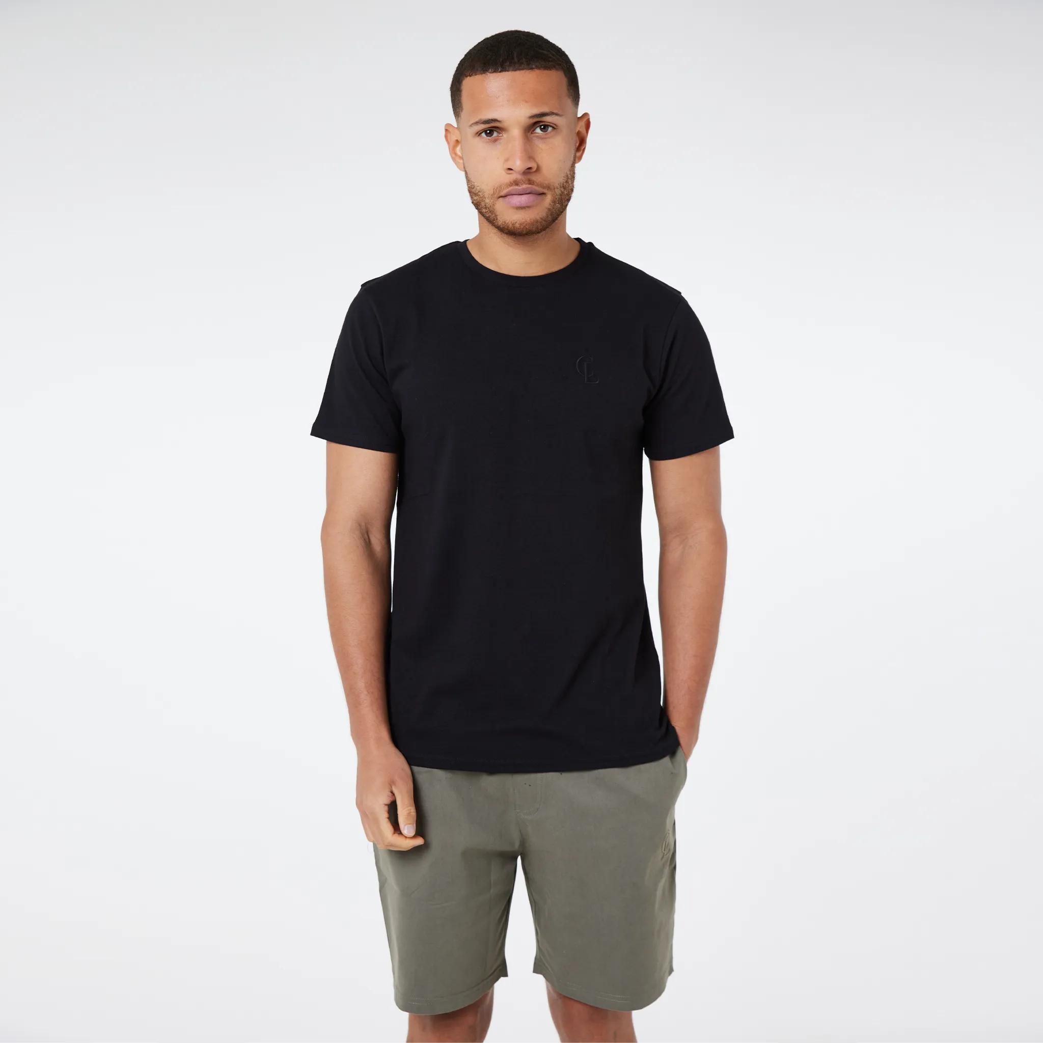 T-Shirt and Chino Short Set | Black/Khaki