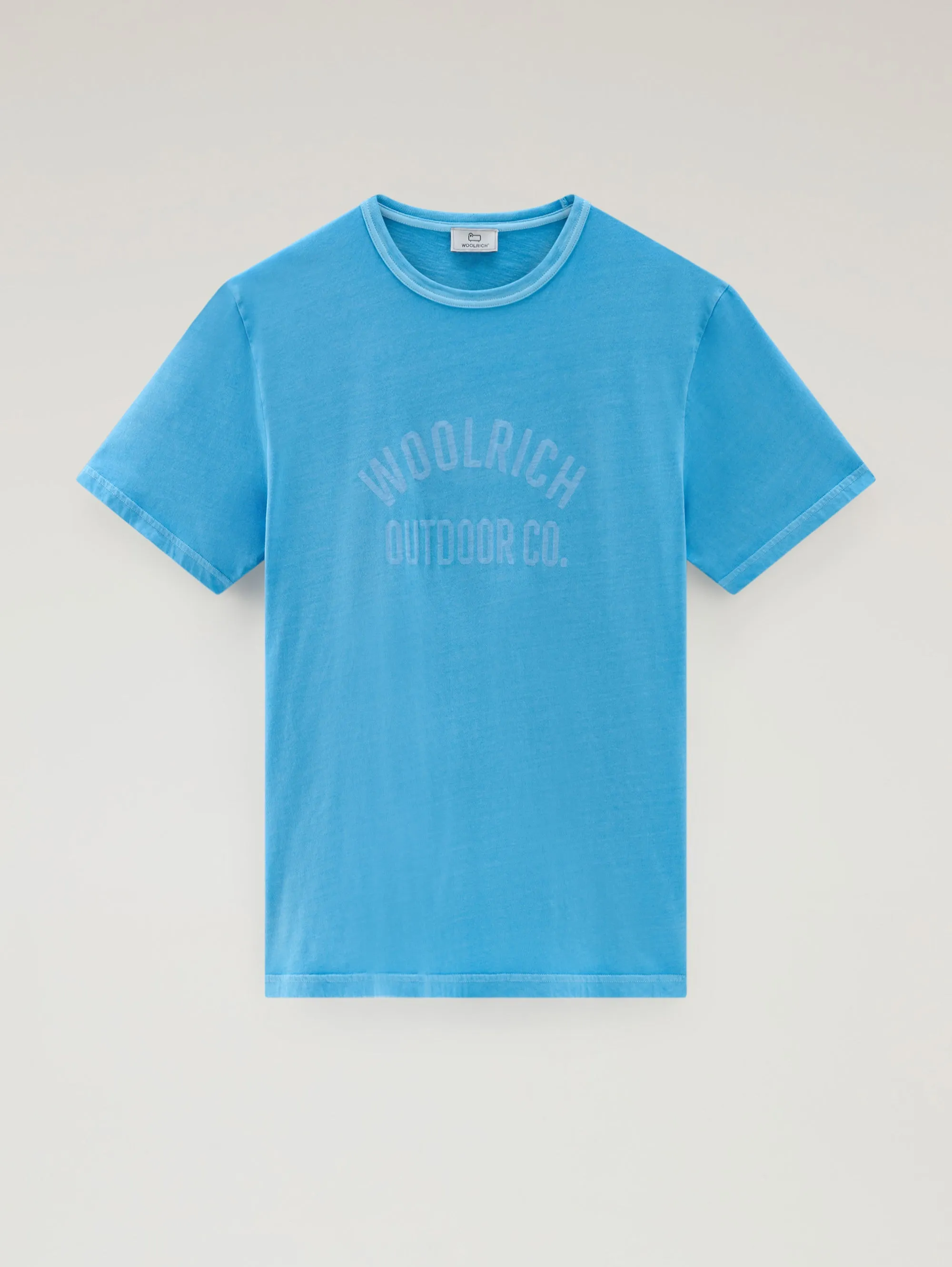 T-shirt Tinta in Capo con Stampa Blu