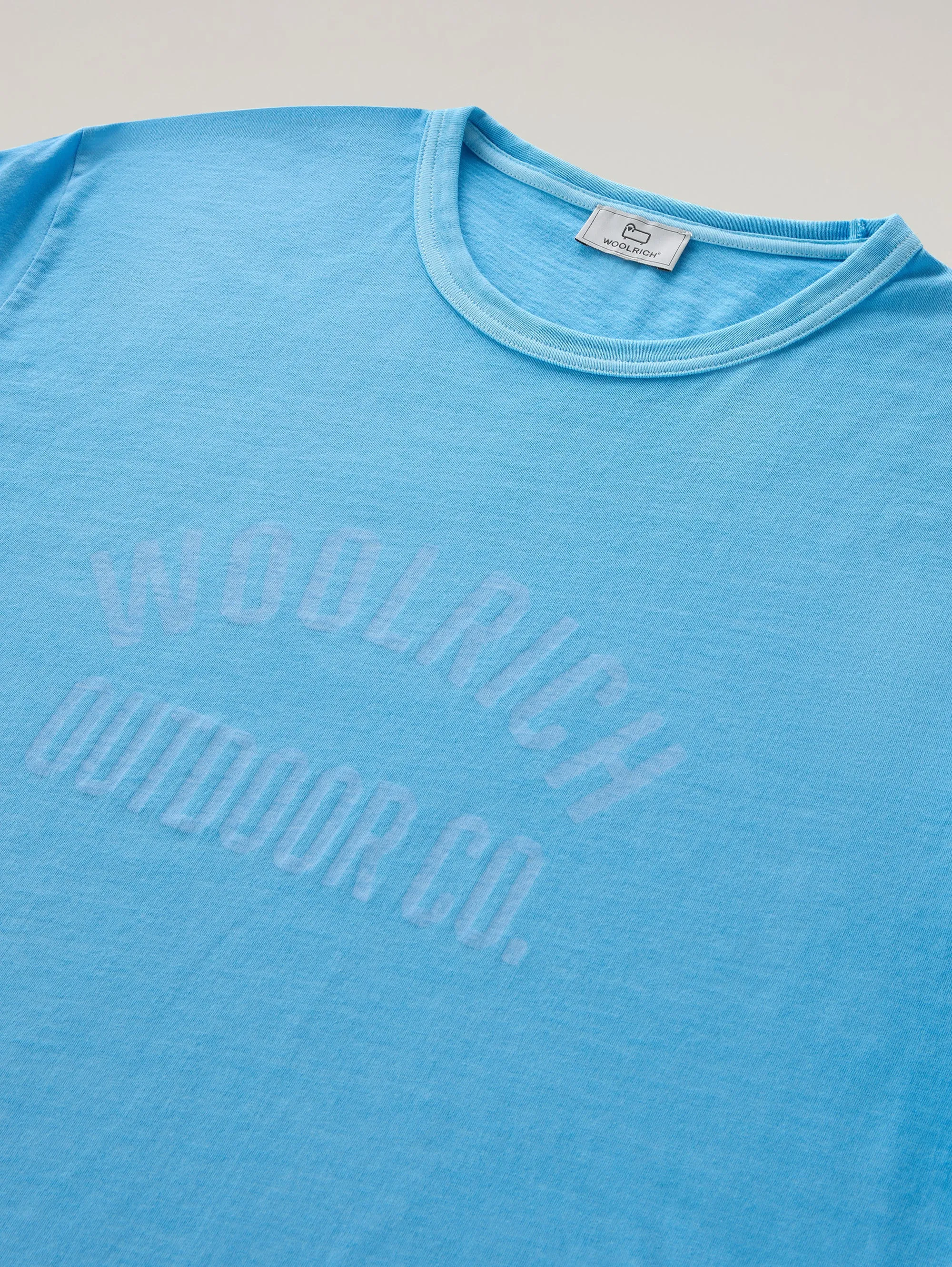 T-shirt Tinta in Capo con Stampa Blu
