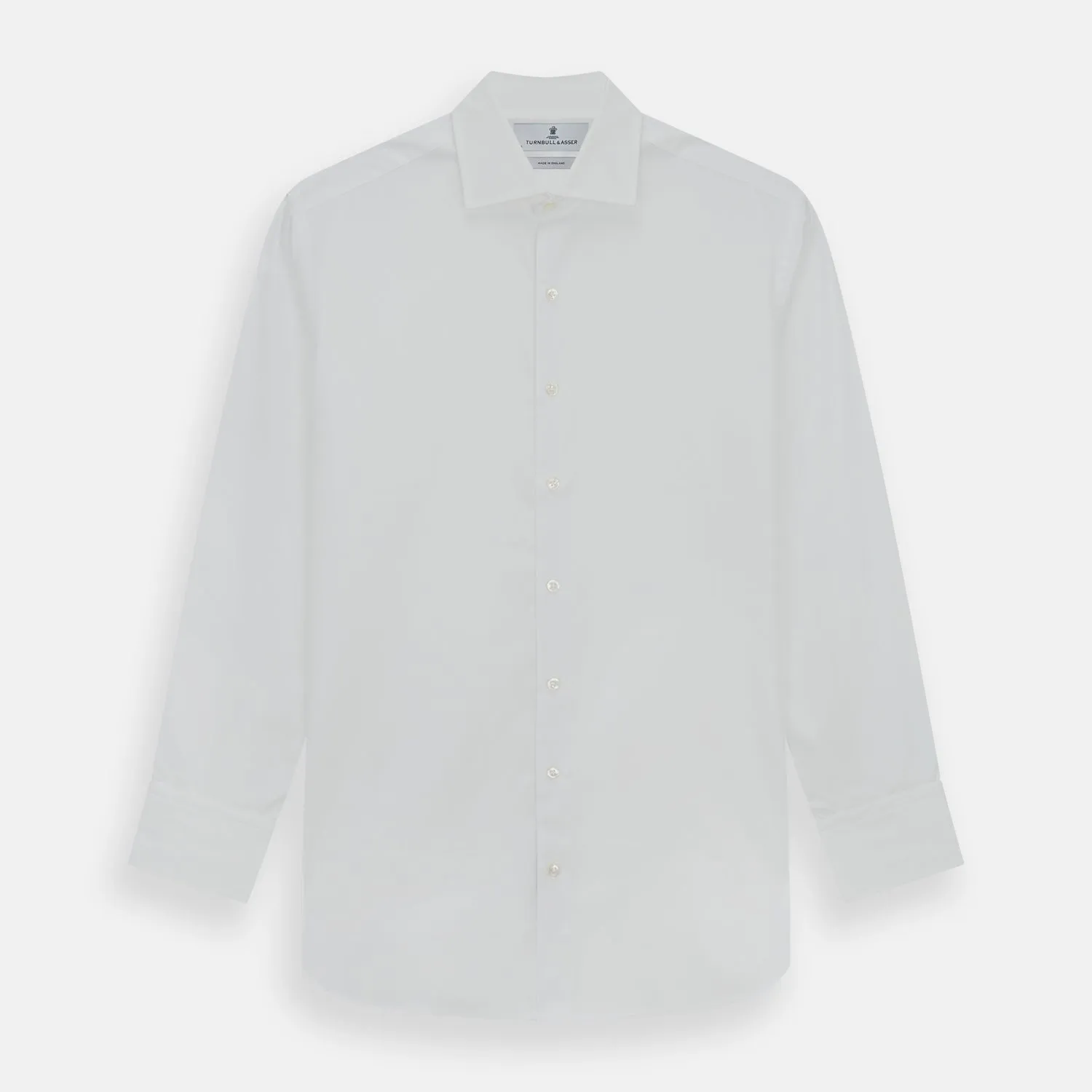 Tailored Fit Plain White Cotton Shirt with Kent Collar and 3-Button Cuffs