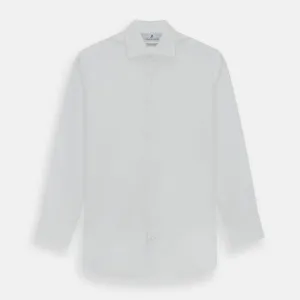 Tailored Fit Plain White Cotton Shirt with Kent Collar and 3-Button Cuffs