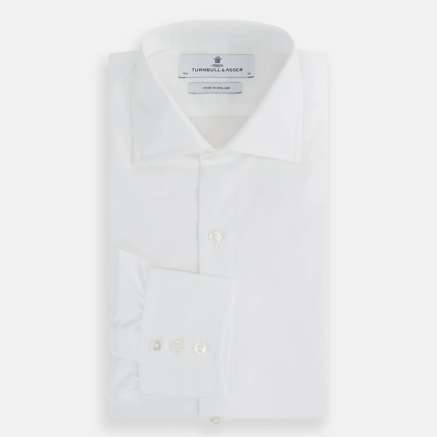 Tailored Fit Plain White Cotton Shirt with Kent Collar and 3-Button Cuffs
