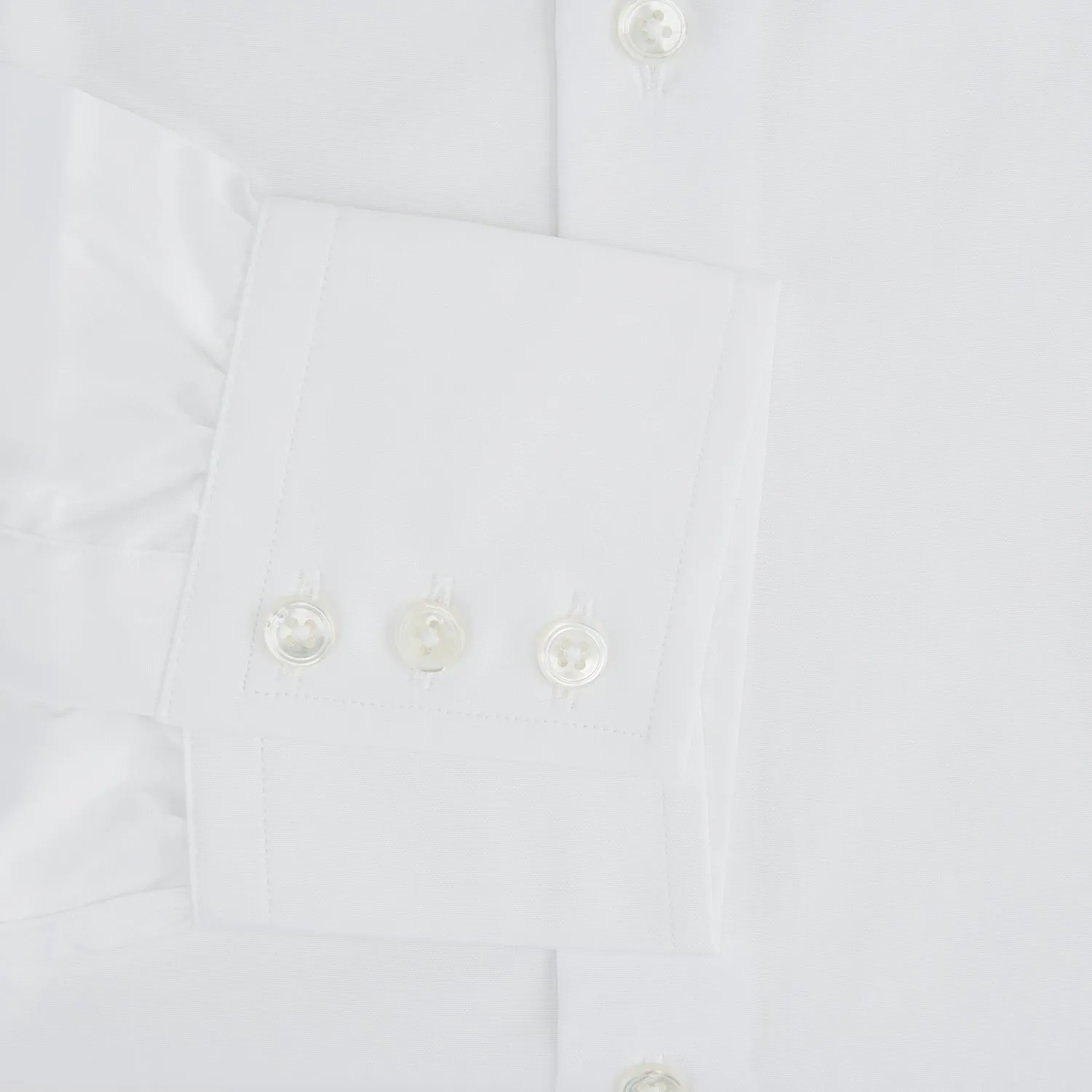 Tailored Fit Plain White Cotton Shirt with Kent Collar and 3-Button Cuffs