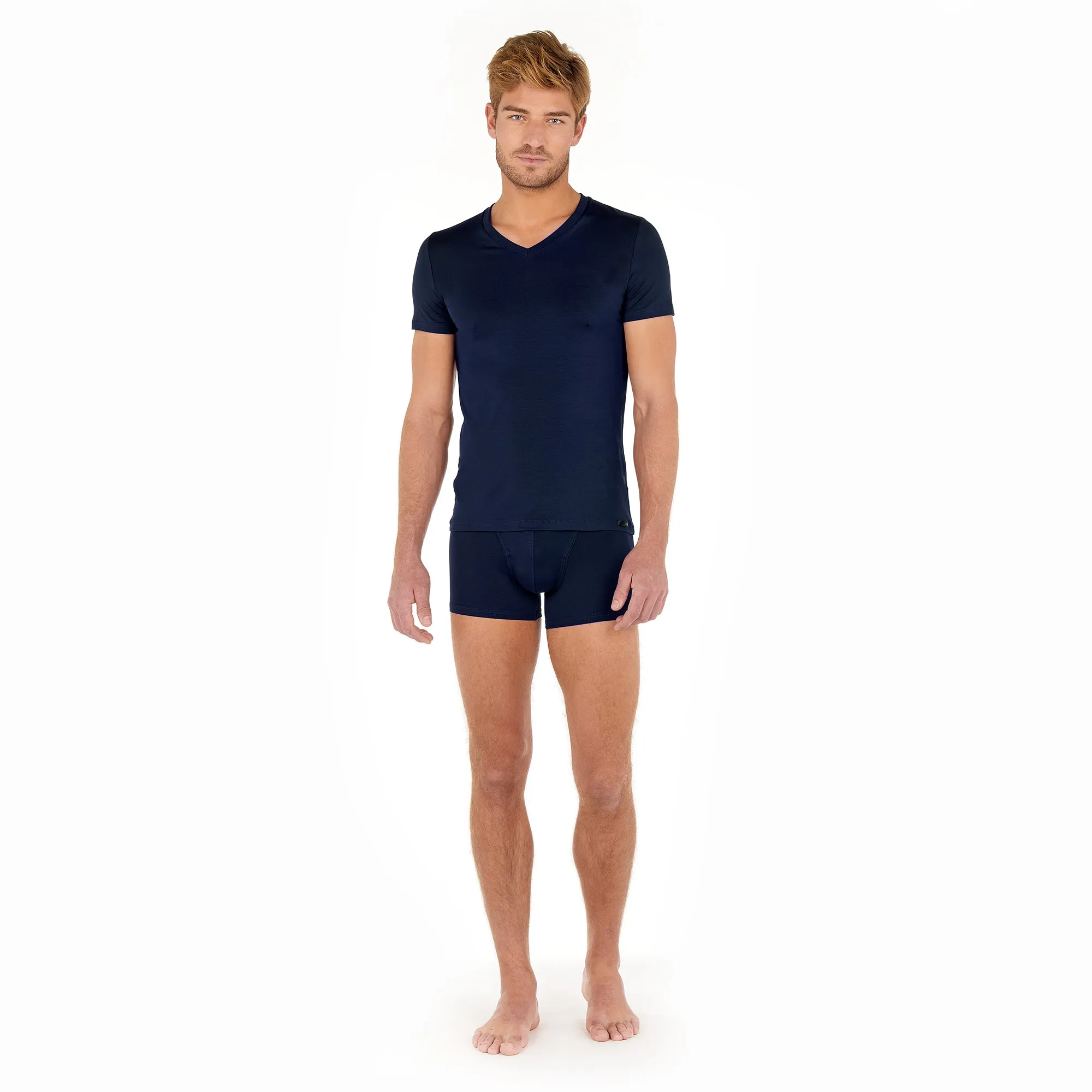 Tencel Soft T-Shirt V Neck | Navy 402466-00ra