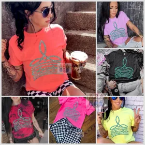 The Turquoise Stone Boot stitch Collection - checkered shorts sold separately