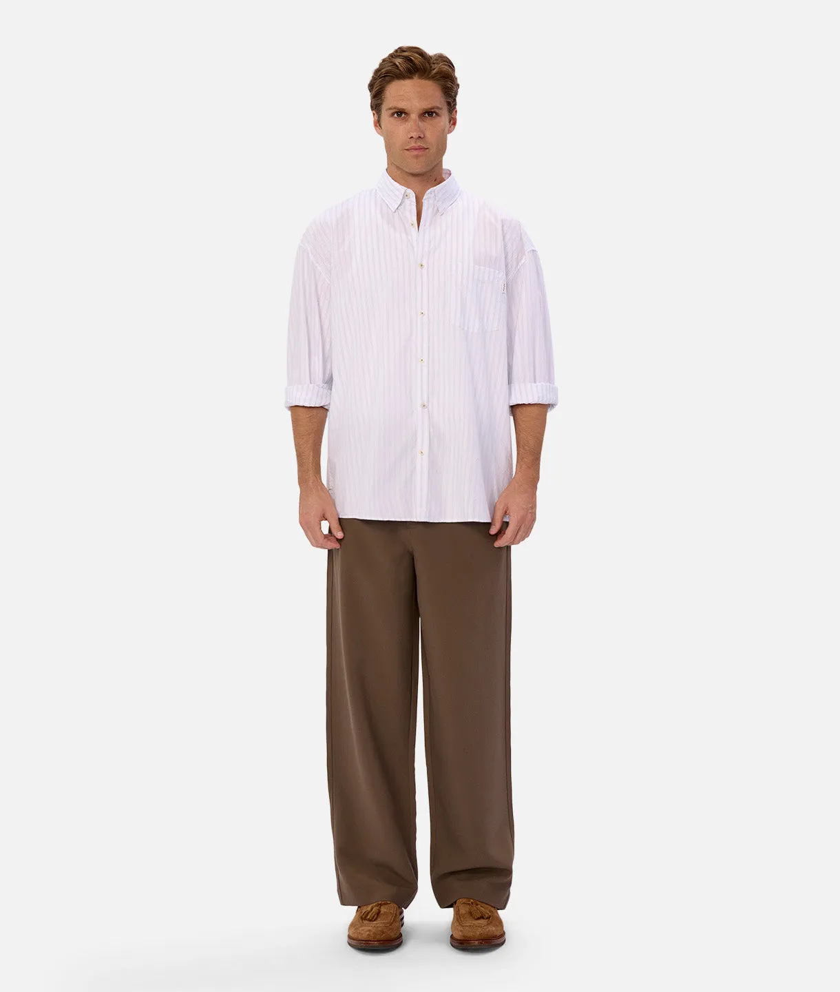 The Yale L/s Shirt - Off White Blue